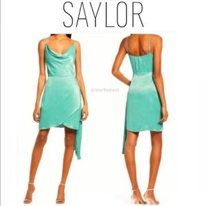 NWOT Saylor Mykonos Cowl Neck Satin Dress size small
